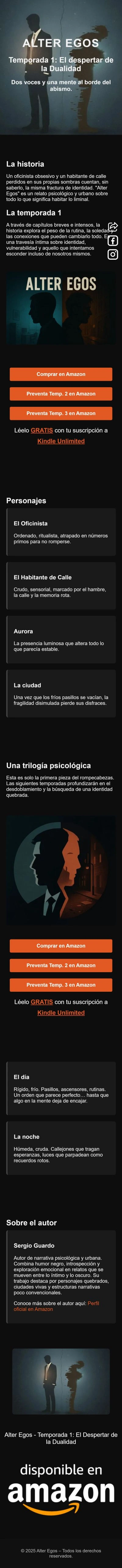 Sitio oficial de la novela "Alter Egos"